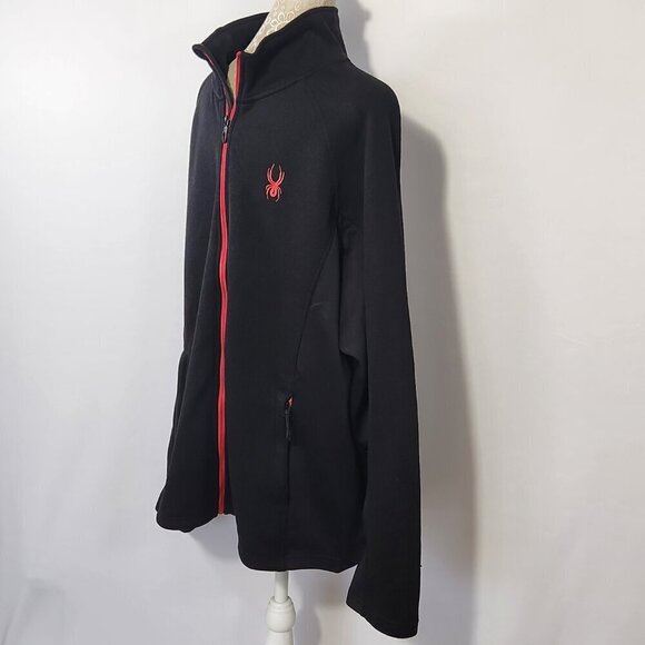 Spyder Men's Black SZ XL Front Full Zip Logo Hand Pockets Sports Jacket Outdoor - Picture 8 of 15